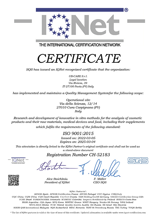 IQ Net certificato UB-Care IQ Net certificato UB-Care